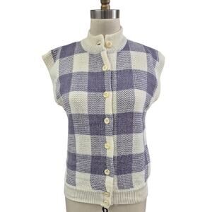 VTG 80s 90s Y2K Country Suburbans Acrylic Blend Sweater Vest Lavender/White Sz S